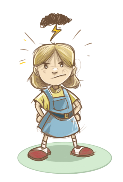 Cartoon - Girl with black cloud over her head
